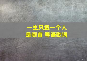 一生只爱一个人是哪首 粤语歌词